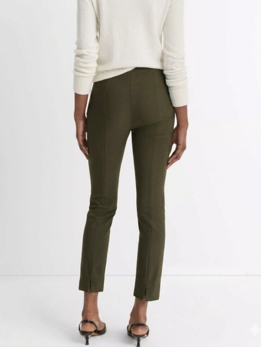 VINCE Olive Khaki Seam Front Pull On Ankle Pants Size XS